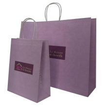 Wholesale custom shoes and clothing packaging gift storage purple color printed kraft paper bag